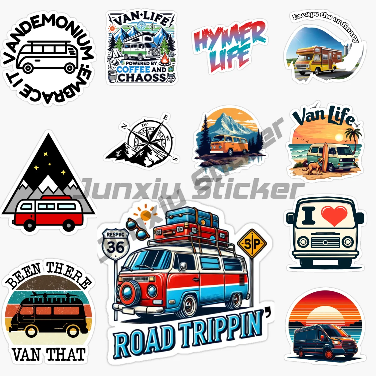 

Van Life Camper Van Car Stickers and Decals Fashion Diy Hip Hop Waterproof VAN RV Graffiti Sticker Vinyl Self-adhesive Stickers