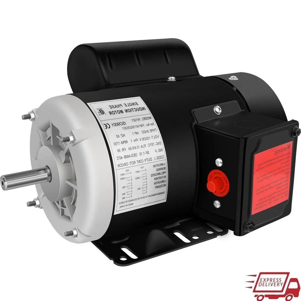 1HP Farm Duty Electric Motor 115V/230V 56 Frame Single Phase Air Compressor Motor 5/8