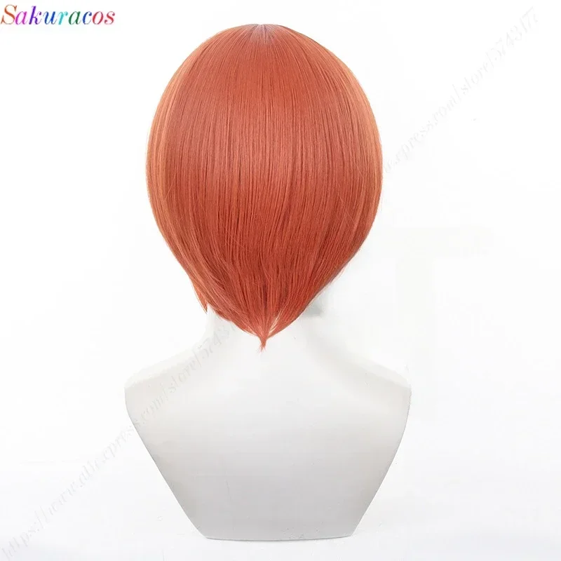 Gintama cosplay Kagura wig short orange wigs heat resistant synthetic hair Kagura headwear hair clips prop free wig cap