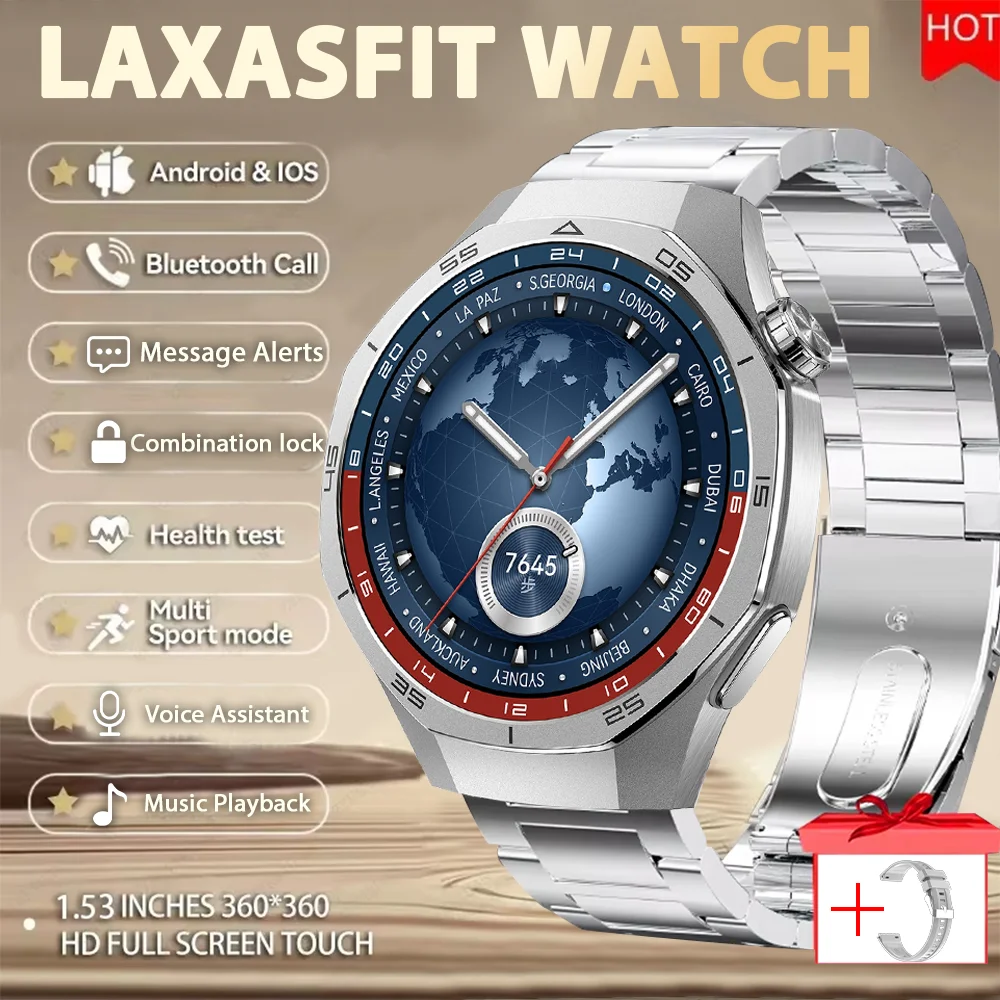 

LAXASFIT 2025 Новые умные часы, мужские умные часы, спортивные часы на открытом воздухе, отслеживание острова, Bluetooth, говорящие умные часы, шагомер