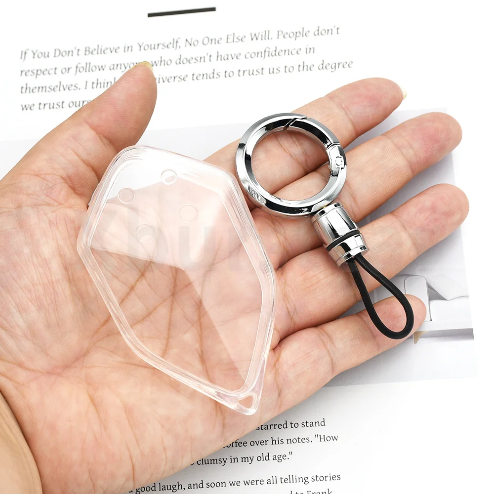 Auto Keyless Shell Fob Holder for 2022 2023 Changan Deepal S7 SL03 Transparent TPU Car Remote Key Case Cover Protector Keychain