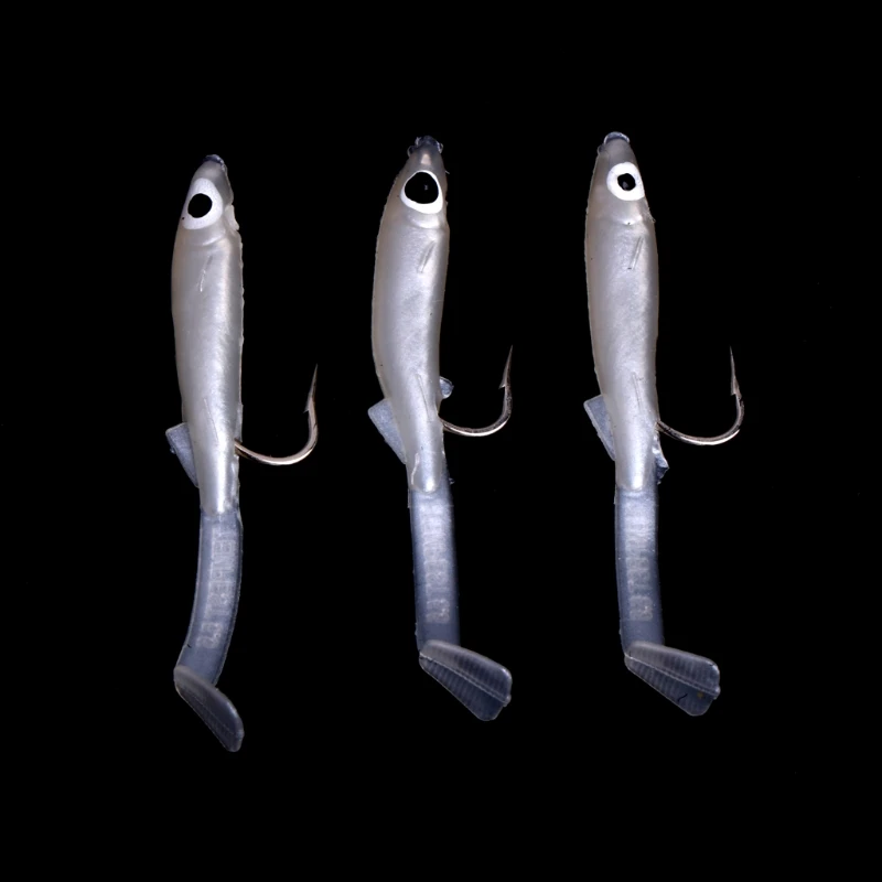 YD61 3D Eyes Eel Fishing Lures with Hook Set of 3 Artificial Baits Capture Supplies for Spring Village Fishes Capture Tool