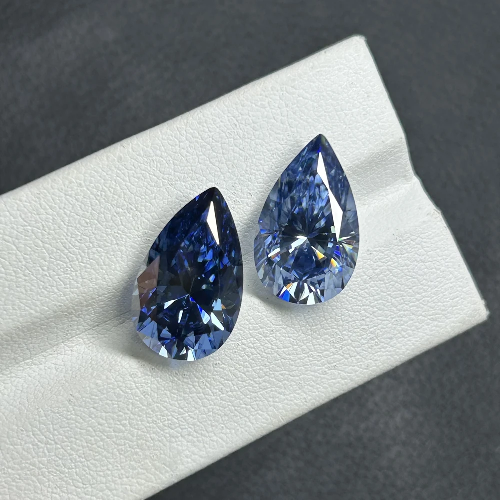 Meisidian 0.5-10 Carat Pear VVS1 Moissanite Stone Vivied Deep Blue Diamond