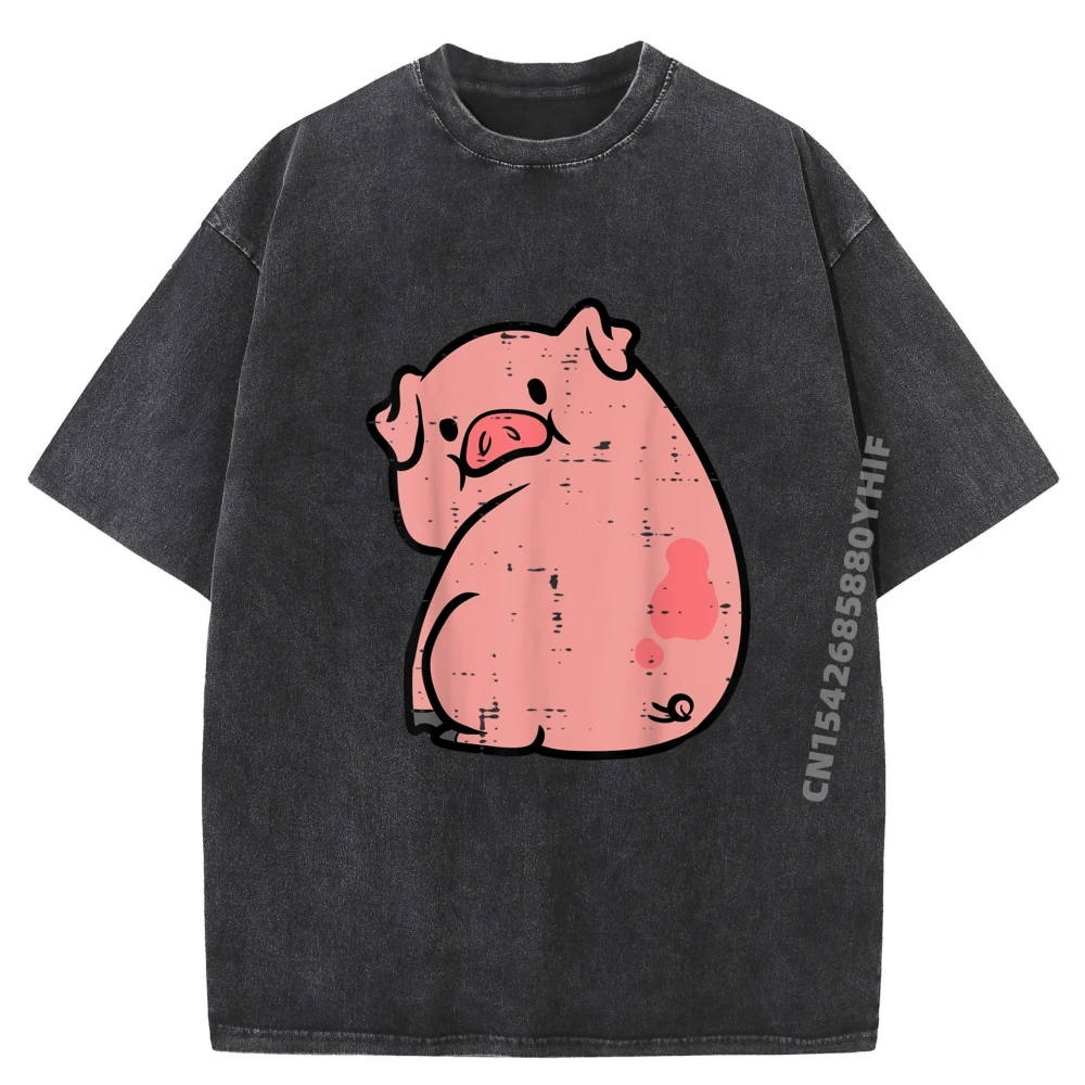 

Pig Looking Back Cute Hog Piggyback Meme Joke Free Shippping Items Lowest Prices Cheap Washed Shirt Printed On