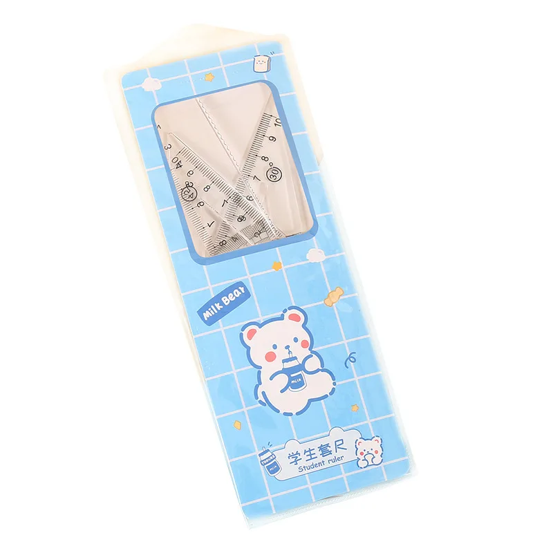 20cm Cartoon Ruler Sets Four-Piece Set Children's Cute Study Supplies Stationery Student Reward Small Gifts