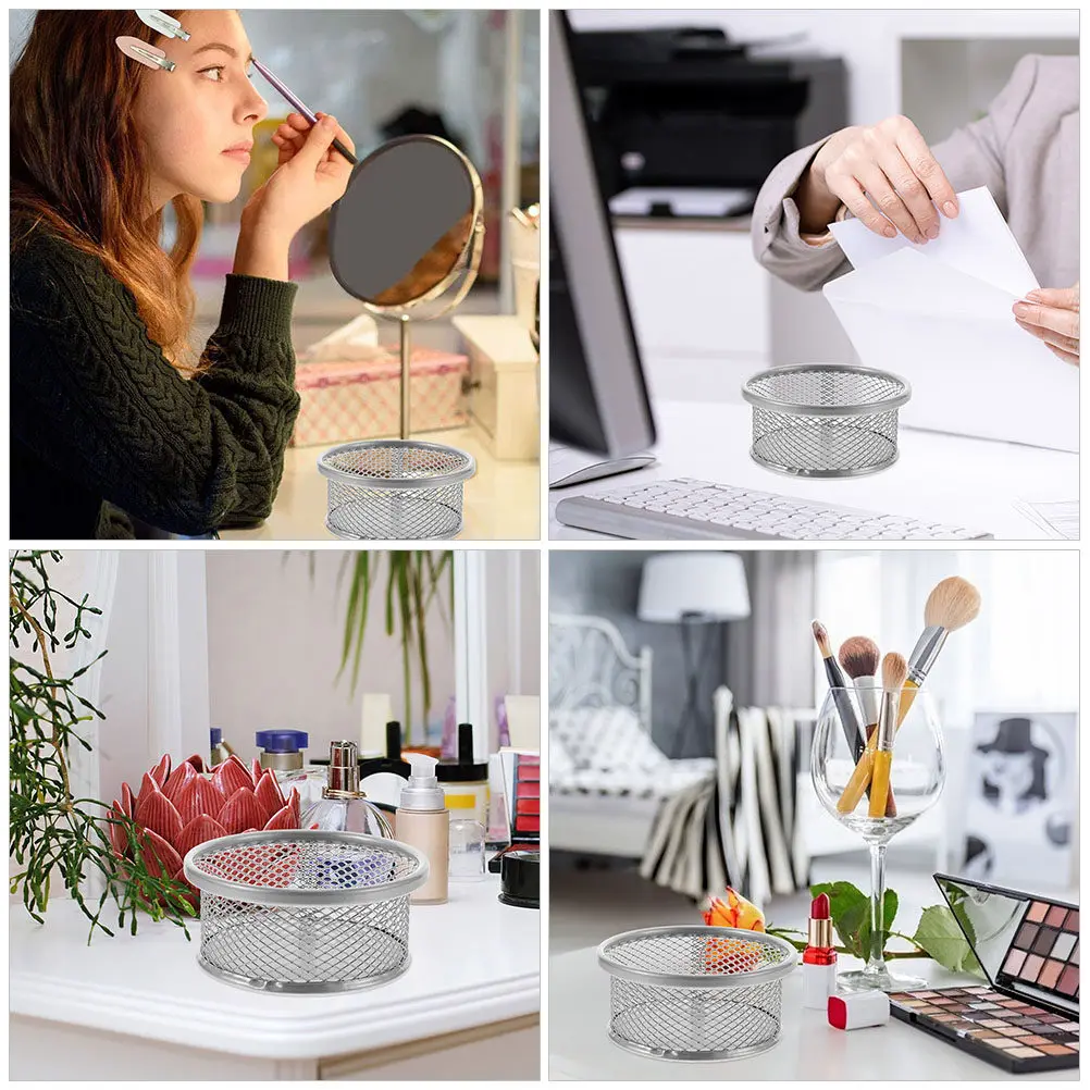 

Multifunctional Metal Mesh Holder for Paper Clips Stackable Desktop Container Office Storage Supplies Desk Organizer Basket