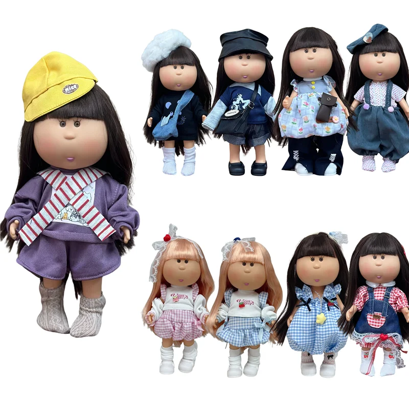 

For 24cm Spanish Potato Doll Lovely Puppy Animal Pinafore Dress Outfit Clothing Plaid Skirt T- Shirt Ropa Clothes Accessories