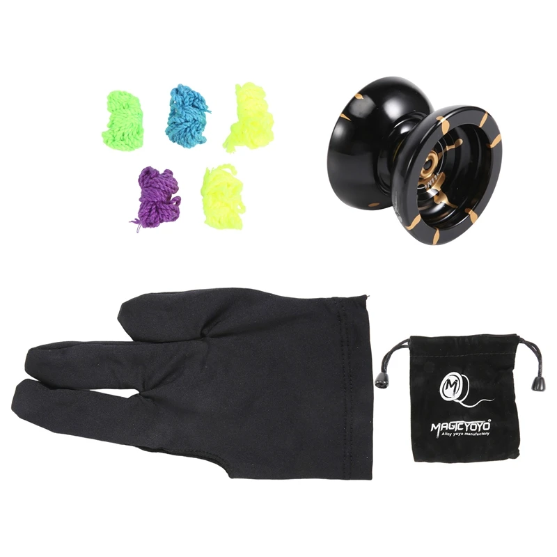 

Magicyoyo N11 Alloy Aluminum Professional Yoyo Unresponsive Yoyo Ball (Black Golden) Bag, Glove 5 Strings