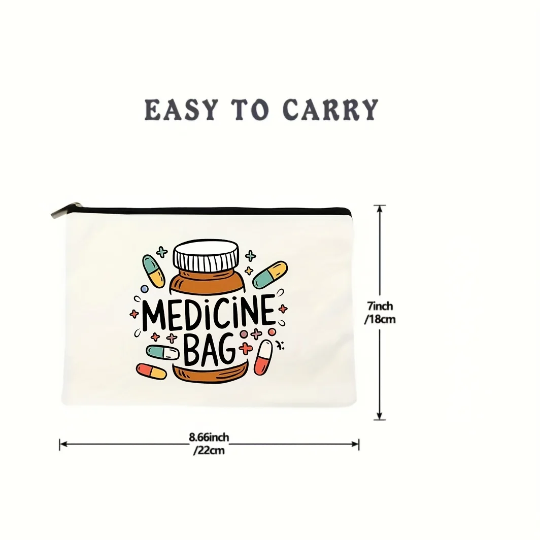 1pc 製薬ロゴ化粧バッグ多機能ジッパーポーチジュエリー収納バッグ旅行に最適ジッパー小型収納バッグ