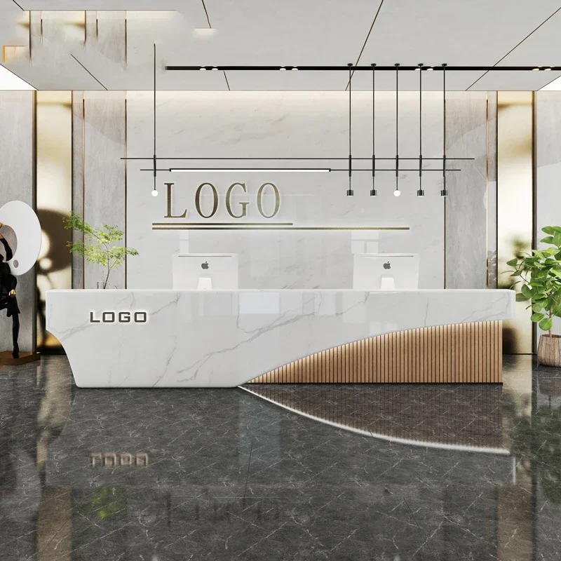 

Aesthetic Reception Furniture Help Desk Professional Office Center Decor Hairdressing Counter Beauty Empfangstheke Stand