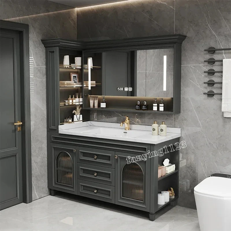 Conjunto de Muebles de Baño con Lavabo Integrado DuPont Corian Duravit, Estilo Rústico, Muebles de Baño de Calidad Importada