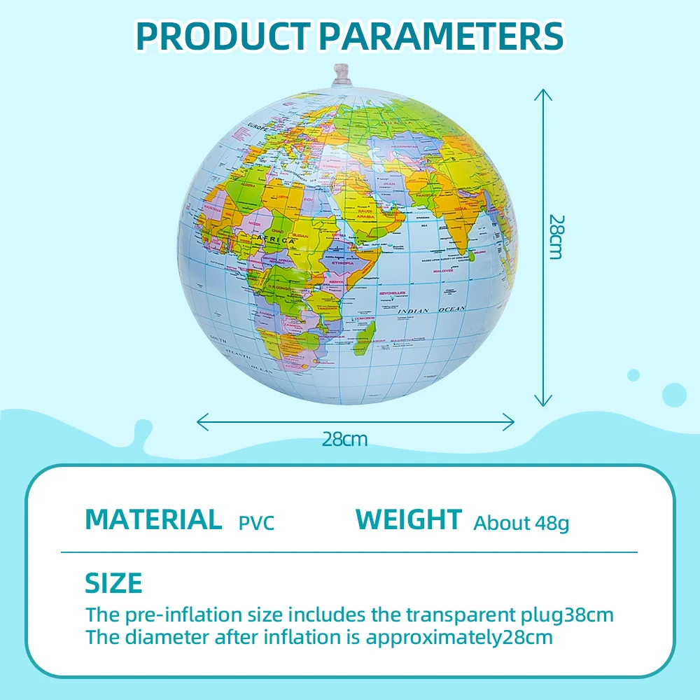 كبير بولي كلوريد الفينيل نفخ غلوب خريطة الأرض بالون لحمام السباحة الصيف الشاطئ حفلة المياه لعبة للهواء الطلق طفل تعلم الجغرافيا الدعائم #3