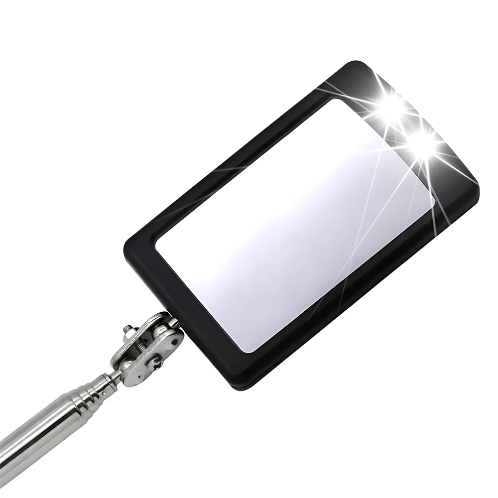 Telescoping Flexible Head Inspection Mirror Car Bottom with Light Adjustable Detection Mirror Magnification Inspection Mirror