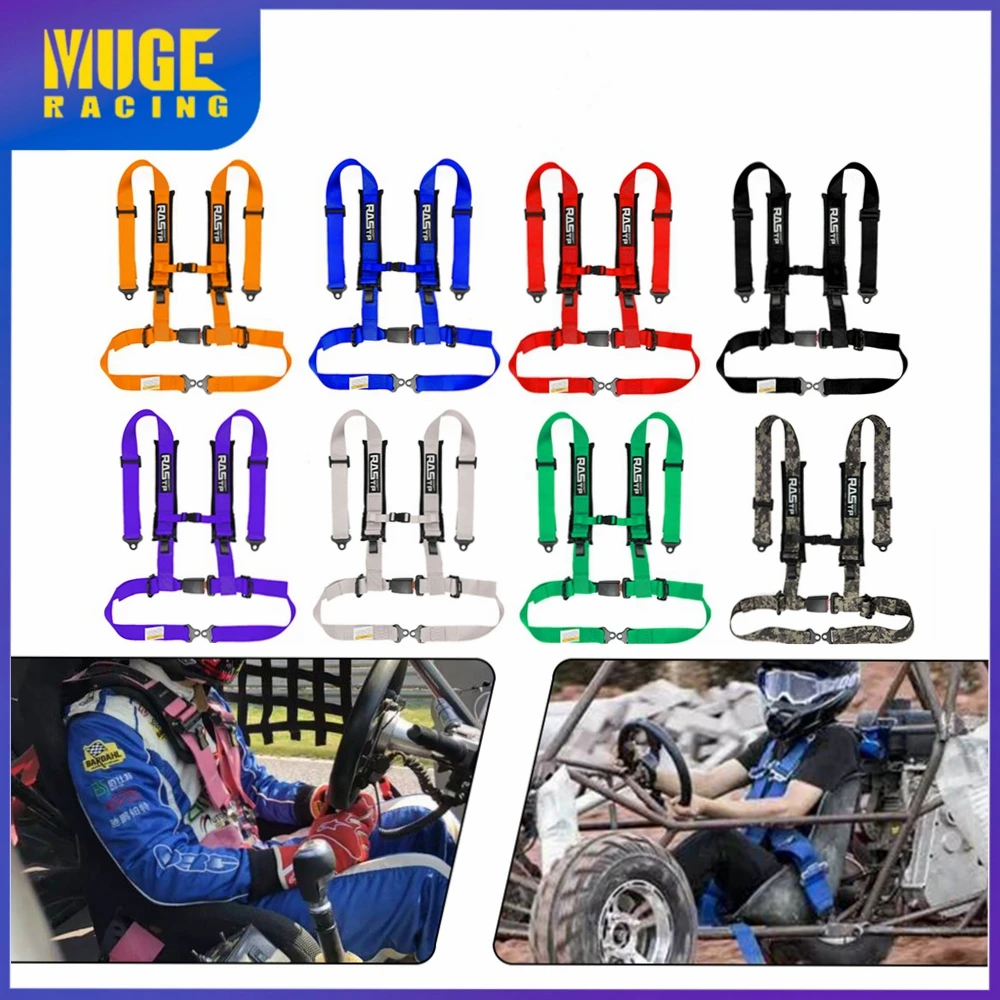 MUGE-New 2-inch Four Point With Sponge Bolt Mounting Racing Seat Belt High Grade Strap Nylon Belts Safety Harness BAG091