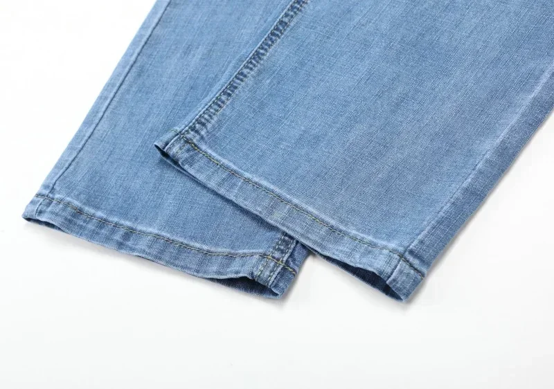 2026 Summer Brand Clothing Men's Straight Loose Lightweight Jeans Classic Badge Business Casual Thin Cotton Stretch Pants