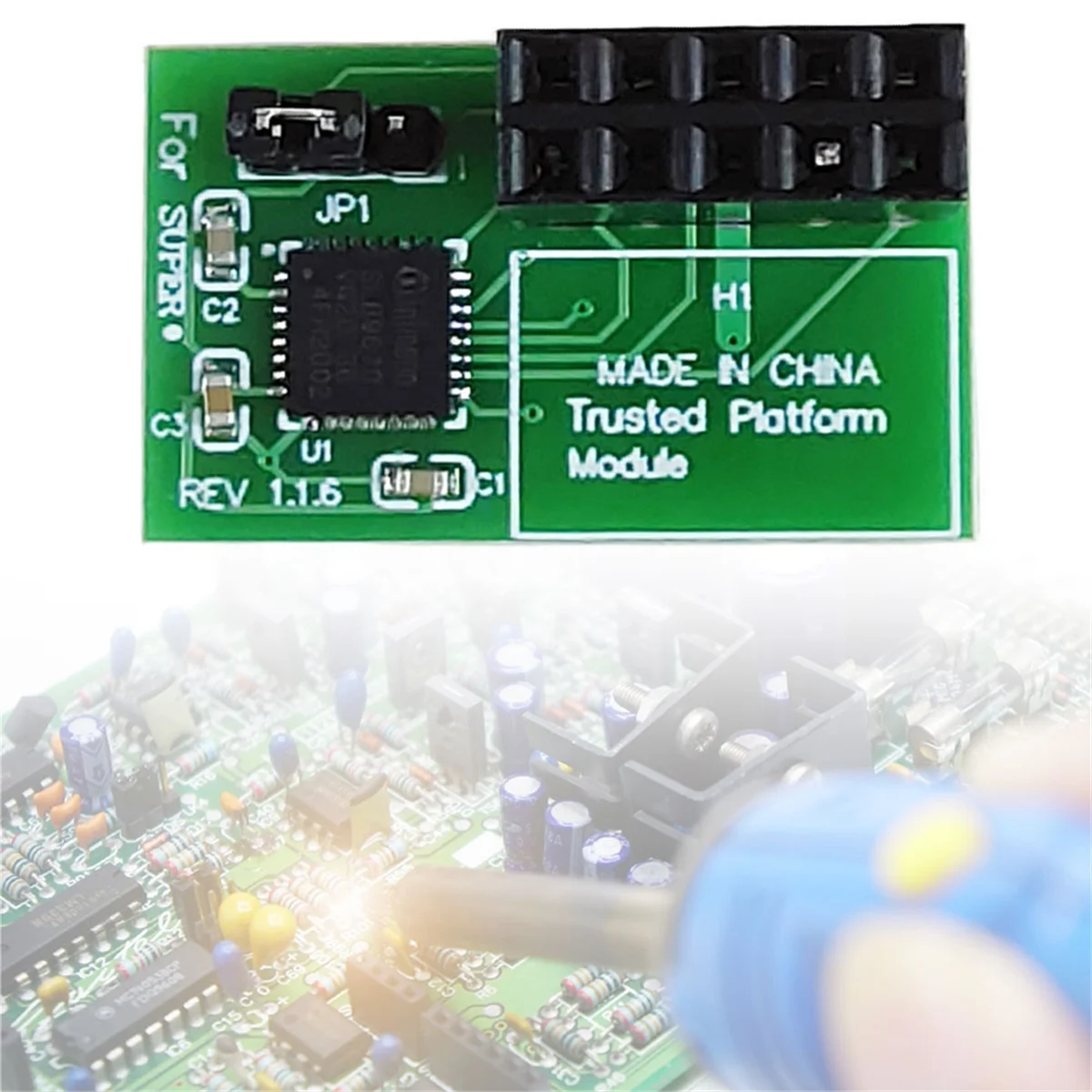 N82R 10Pin SPI TPM 2.0 Module Trusted Platform TPM 2.0 Horizontal Trusted Platform Module for SuperMicro-AOM-TPM-Parallel(B)