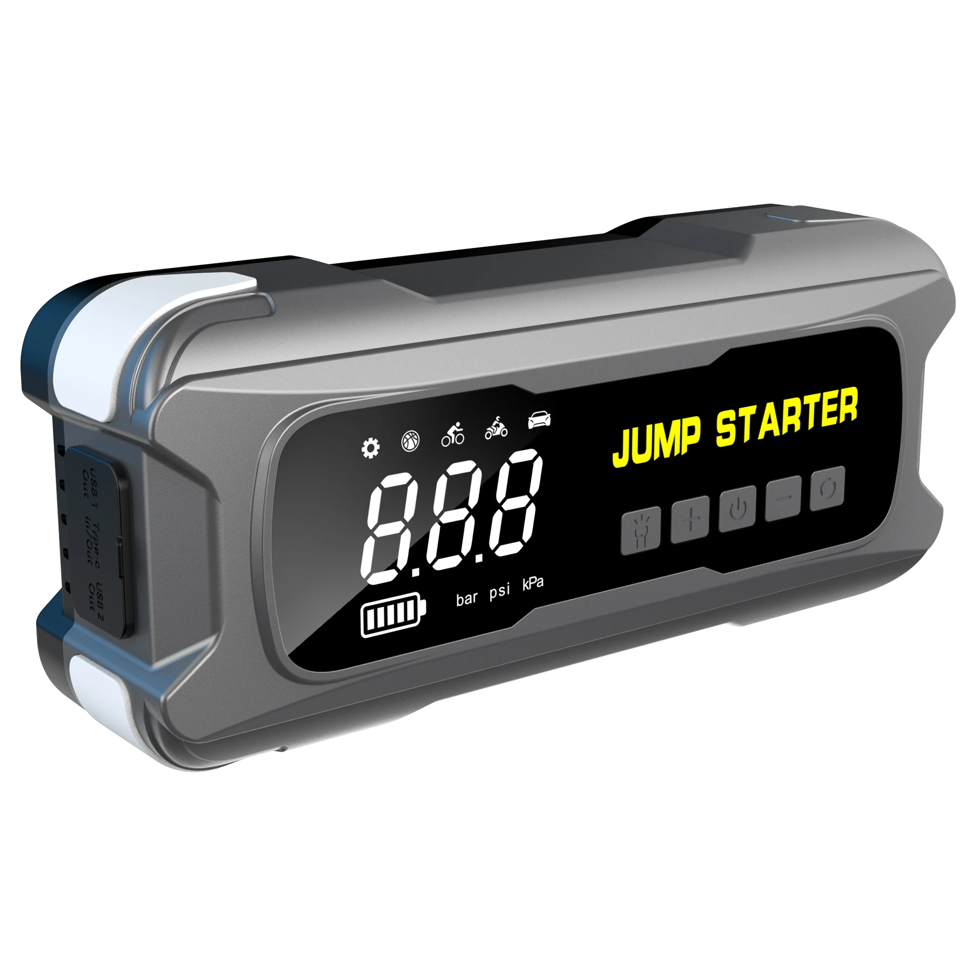 12V Smart Safe Clip Multi-Function Battery Booster Car Battery Jump Starter Type C PD65W Power Bank Charger 24000mAh 4000A