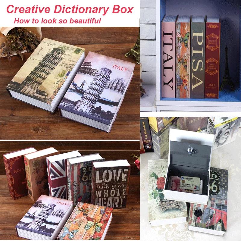 Safe Box Valuables Security Dictionary Book With Lock Security Key Lock Secret Book Code Money Simulation Book Cash Safety Desig