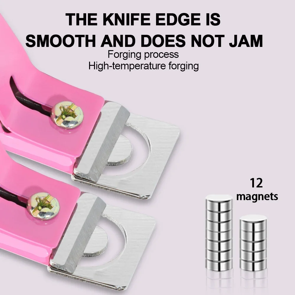 Cortador de uñas acrílico, tijeras cortadoras de acero inoxidable, punta en U, herramientas de manicura, Kit de corte recto con imán de 12 Uds.