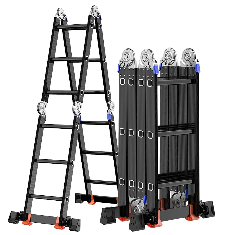 Household Ladder Folding Telescopic Ladder Multifunctional Attic Elevator Aluminum Alloy Miter Ladder Engineering Ladder