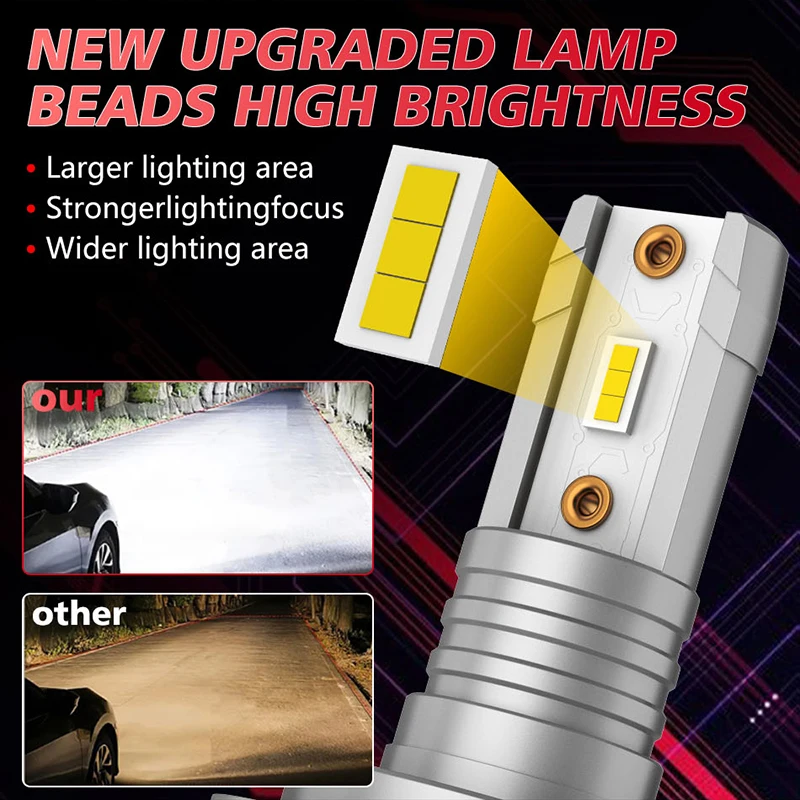 2Pcs H7 Led Canbus Light 1:1 Mini Size Car Headlight 20000LM Super Bright CSP Fanless Wireless H7 Diode Bulb 12V 6000K Lamp