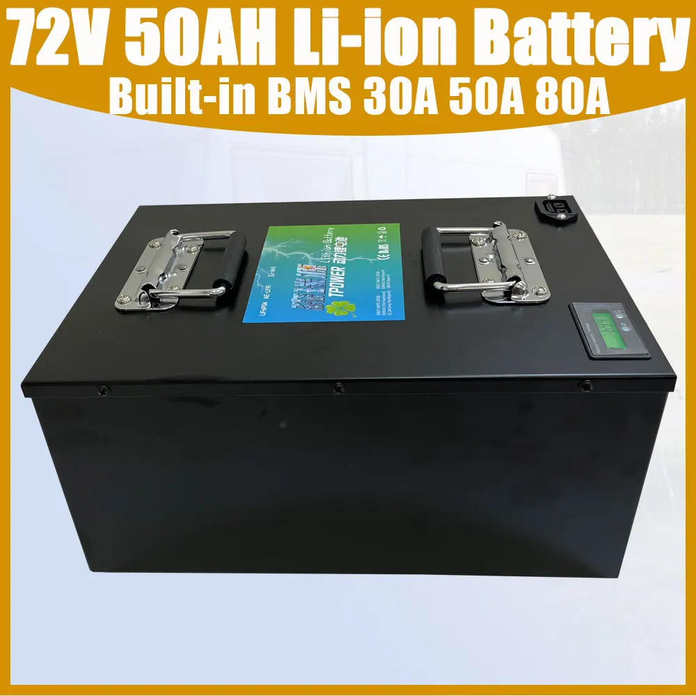 72V 50AH Li Ion 3000W 5000W Built-in BMS 30A 50A 80A Lithium Polymer Battery For RV Tricycle Power Bank Forklift Crane Truck