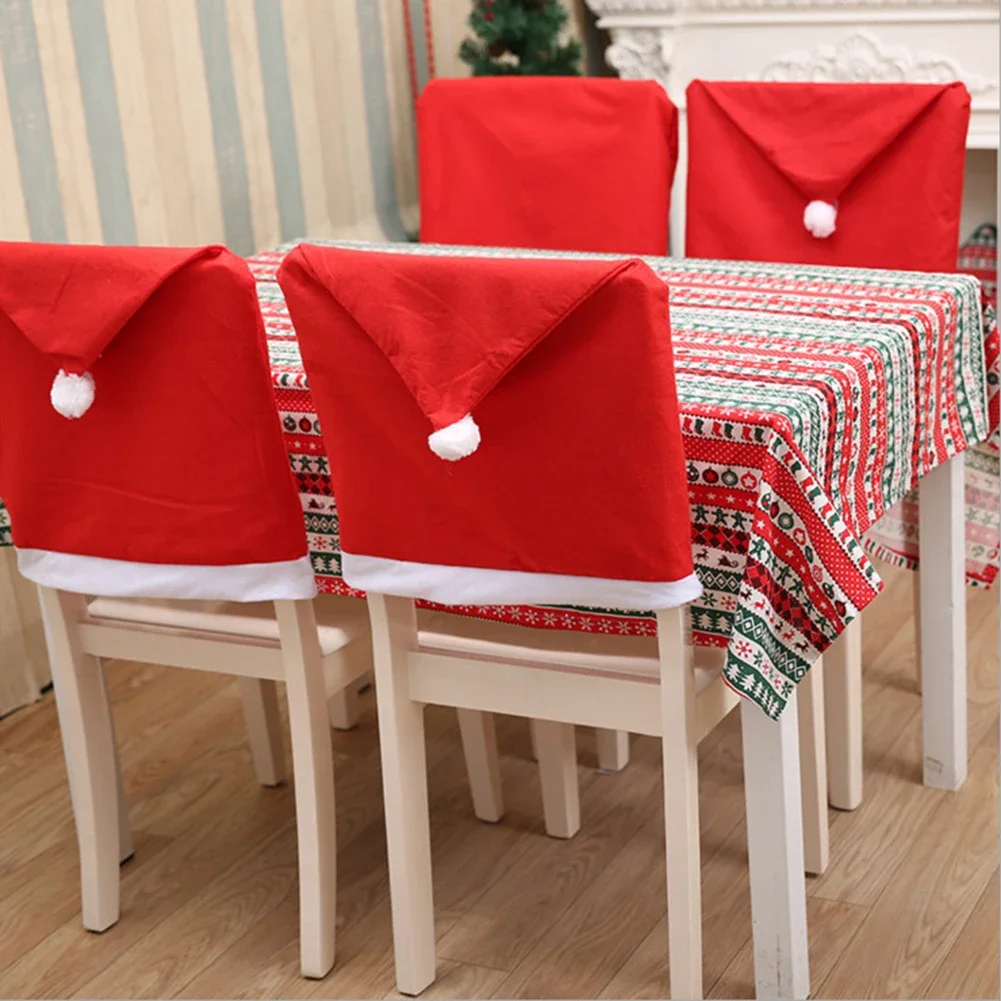 Christmas Chair Cover Red Non-woven Chair Cover Christmas Table Decoration Dining Chair Cover Christmas Party Party Supplies