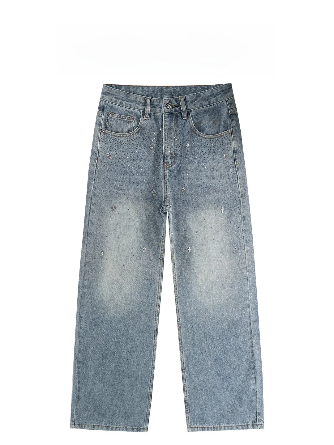 

Мужские джинсы BAIRBAOLIY класса люкс с перекрестным дизайном, прямые, весна 2026, блестящие, модные, повседневные, из хлопкового денима