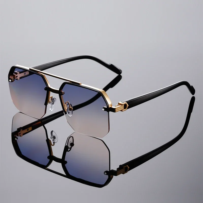 Fashion Square Semi-rimless Sunglasses Men Fashion Vintage G