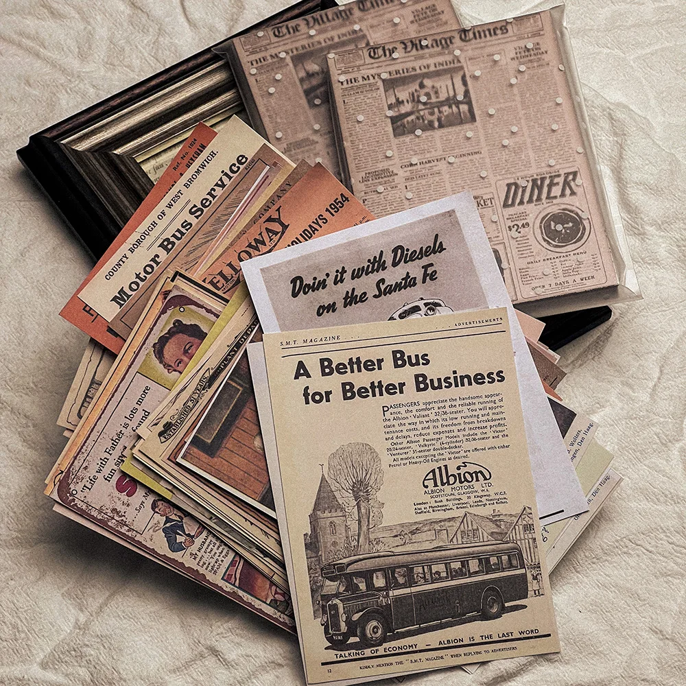 118Pcs Vintage Old Newspaper Craft Paper Pack Retro Travel Tickets Art Paper Junk Journal Ephemera Collage Scrapbooking Material view 2