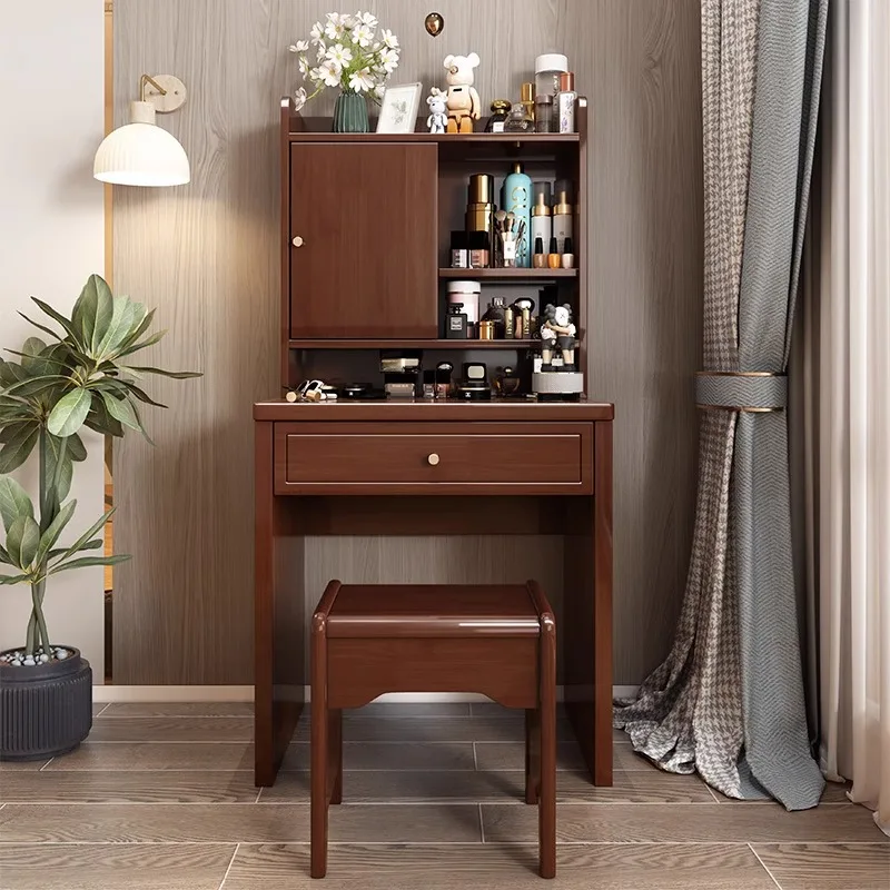 Solid wood dresser storage cabinet with mirror integrated bedroom small dressing table dressing table