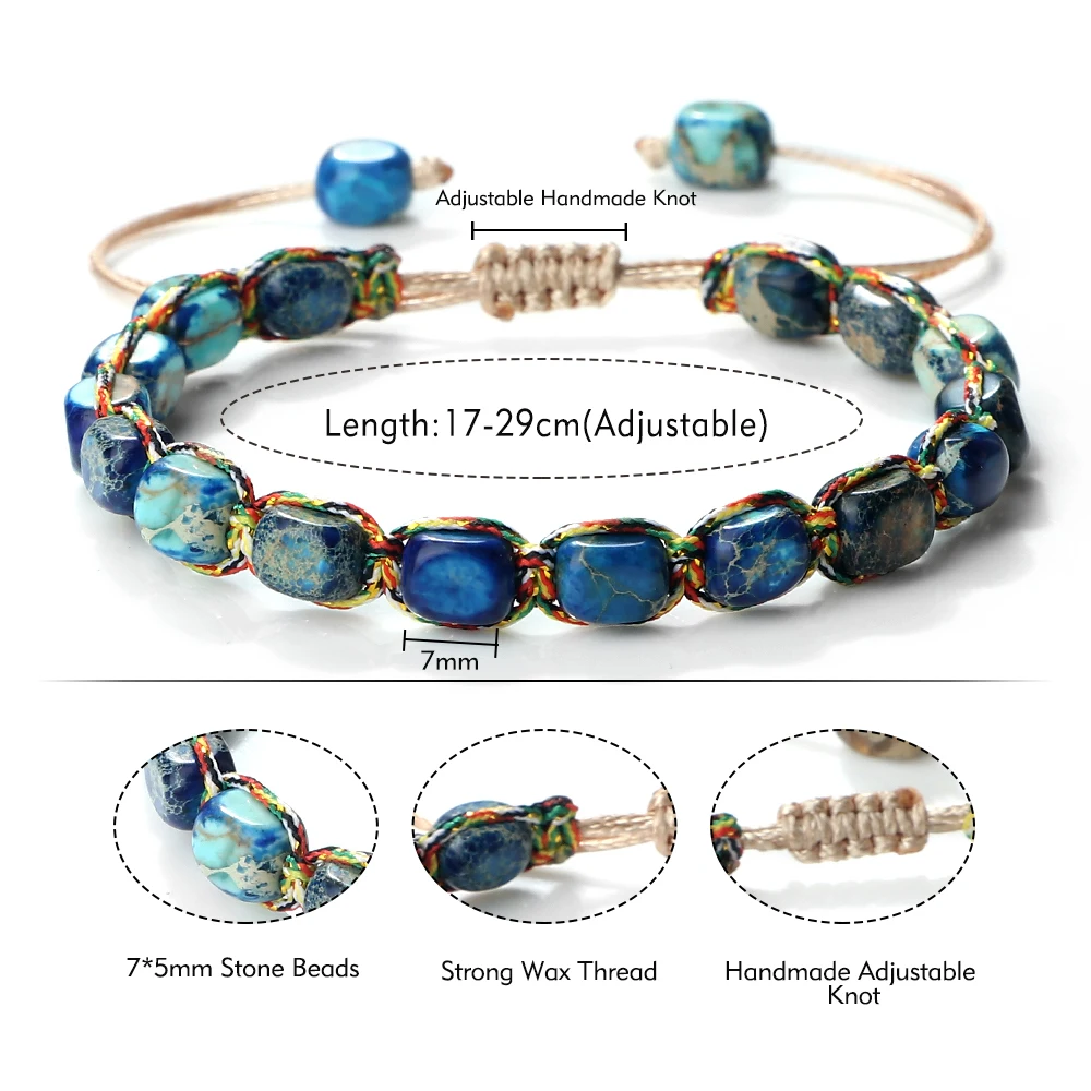 Bohemian Imperial Stone Beaded Bracelet Handmade Braided String Bangles Friendship Jewelry Gift Vintage Design Strand Bracelets