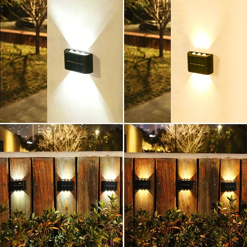 6LED Wall Solar Lights Outdoor Waterproof Garden Solar LED Light UP and Down Lighting Street Lamps Home Porch Yard Decoration