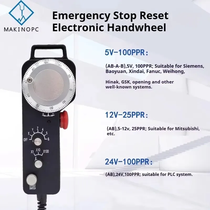 2026 New Generation 6 Axis Electronic Handwheel with Emergency Stop Reset MPG Pendant Pulse Generator for CNC Machine