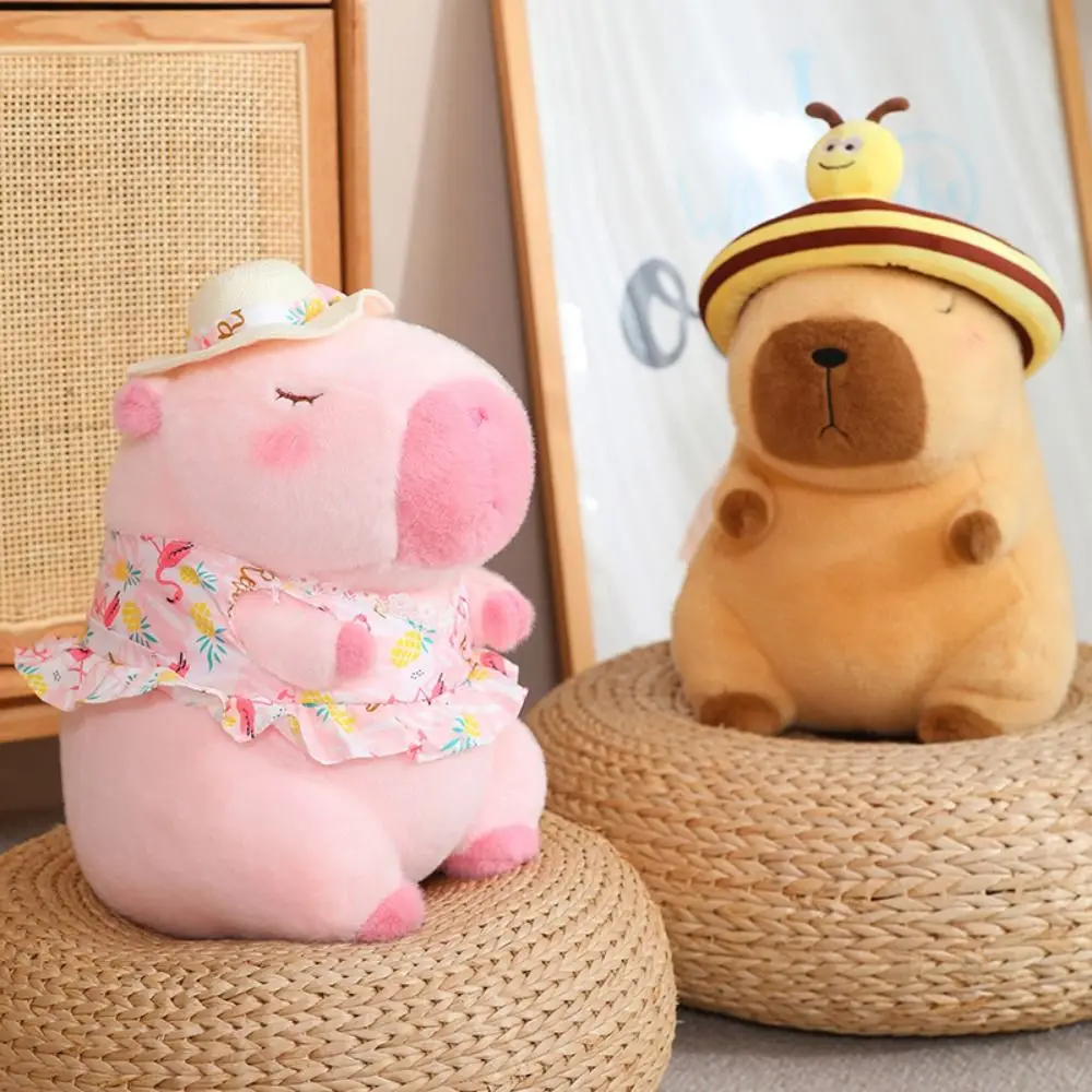 Círculo de natação esportes capivara brinquedo de pelúcia estilo verão roupas de praia capibara anime brinquedo fofo bonito rosa capivara boneca de pelúcia