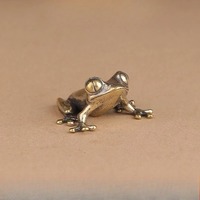 Retro Brass Mini Frog Miniatures Figurines Vintage Animal Figurine Toad Desktop Ornaments Home Decoration Crafts Tea Pet Decor