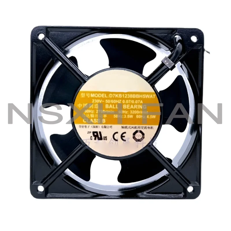 D7KB1238BBH5WAT AC 230V 0.07A 120x120x38mm 2-Wire Server Cooling Fan