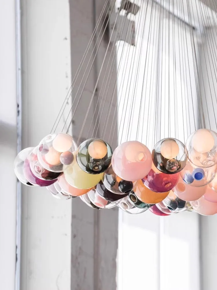 

Home Decoration Led Dimmable Glass Pendant Light Colorful Glass Pendant Lamp Big Living Room Dining Room Decoration Lighting