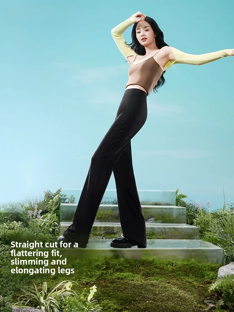 

Женские прямые брюки SIINSIIN с широкими штанинами, повседневные, с высокой талией, утягивающие живот, цвета телесного оттенка, новинка Весна 2025