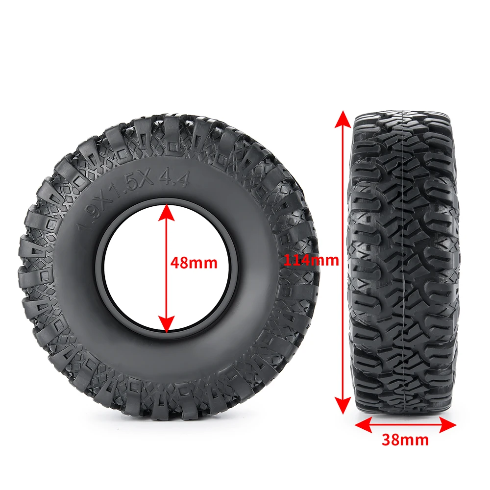 AXSPEED 1.9inch Rubber Tyres 114mm OD Wheels Tires for 1/10 Axial SCX10 CC01 D110 D90 RC 4WD TRX4 TRX6