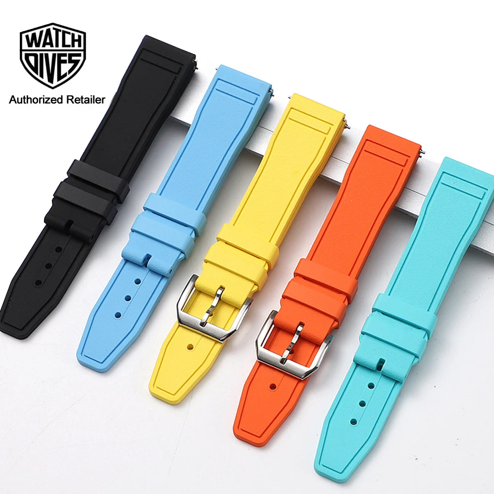 

Watchdives 20mm 22mm FKM Watch Strap Fluororubber Watch Band High Quality Quick Replacement Sport Strap Wrist Bracelet Universal