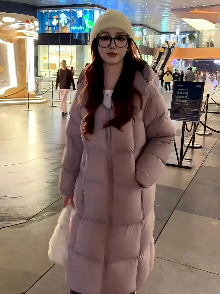 

Purple Mid-Length Hooded down Jaet Women's Winter Slimming White Du Feather Filled Puffy Warm Thi Outerwear Coat