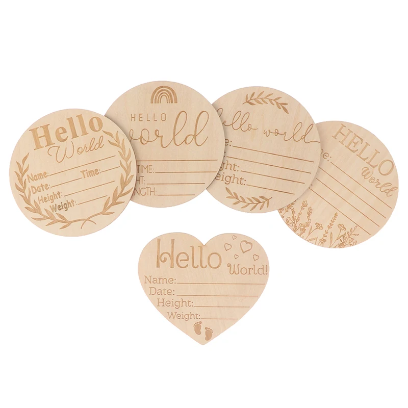 

1pcs Wooden Baby Milestone Card Newborn Monthly Growth Recording Cards Baby Birth Commemorative Cards Photography Props