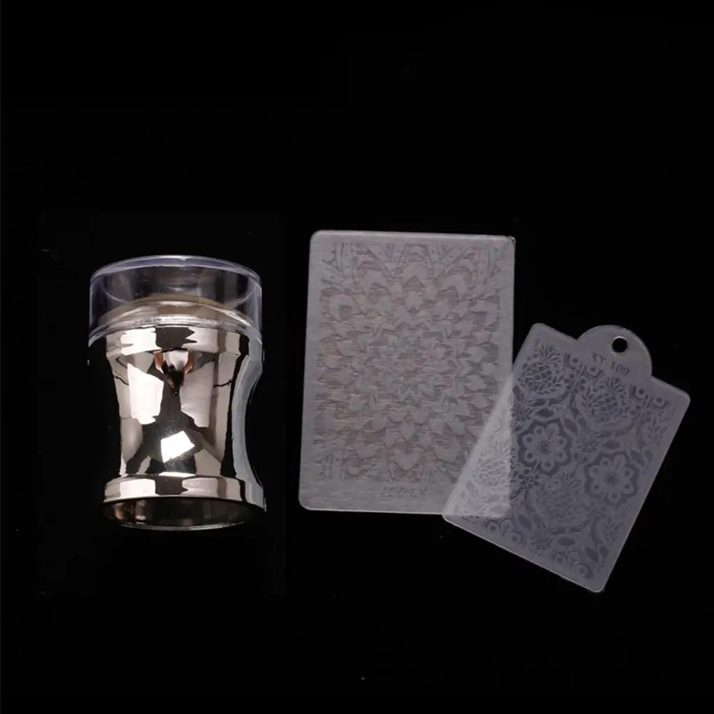 Nail Stamper with Clear Silicone Head and Dual Scrapers Stamping Nail Art Tool for Precise Nail Design Transfers