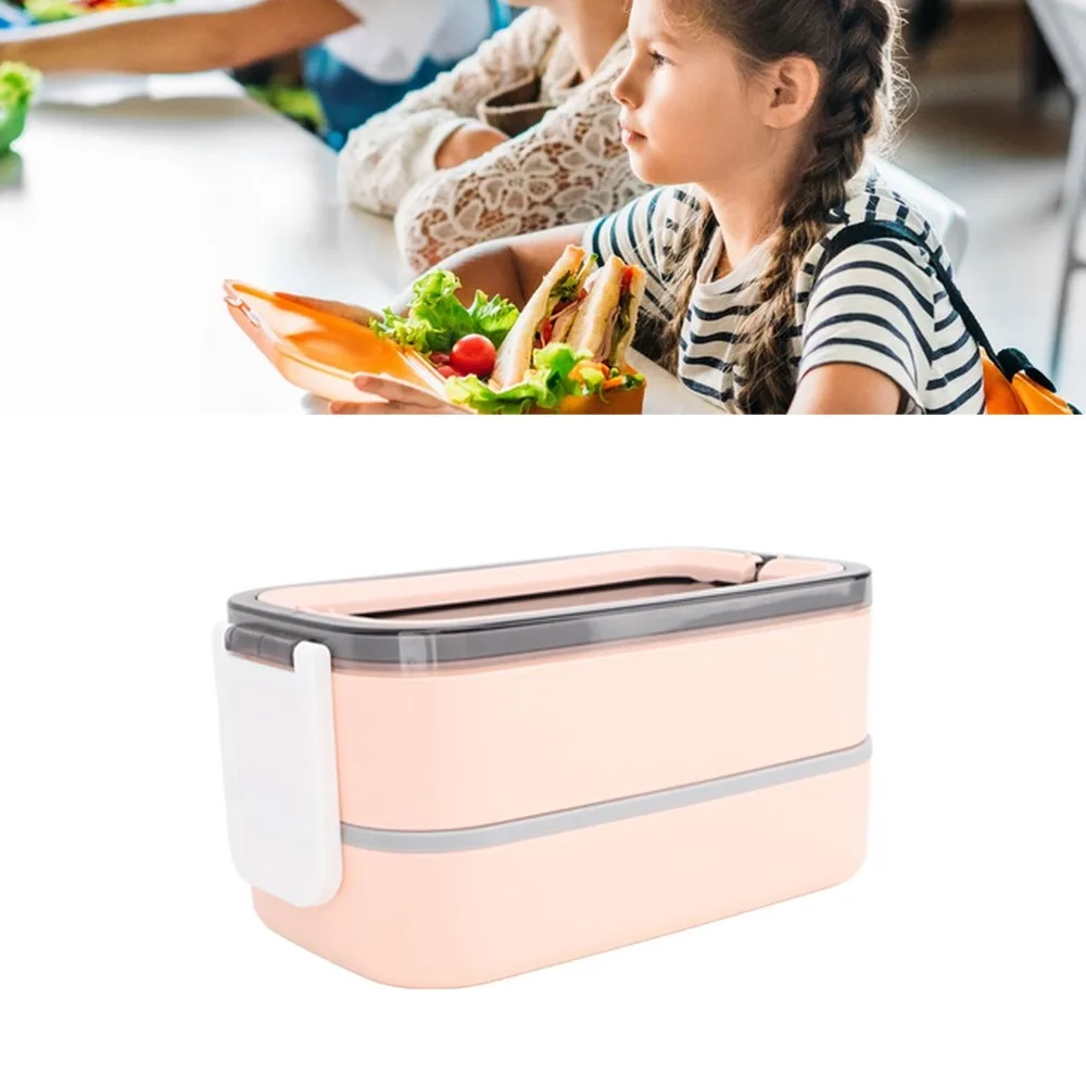 304 Stainless Steel Lunch Storage Container 2 Layer 2 Compartments Compartment Lunch Box 1400ml Thermal Lunch Box For Picnics