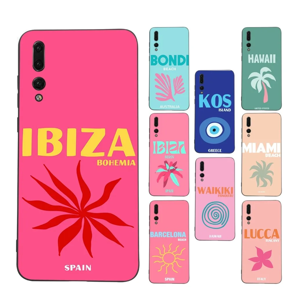 Bali Ibiza Capri Bondi Palm Phone Case For Huawei P 8 9 10 20 30 40 50 Pro Lite Psmart Honor 10 Lite 70 Mate 20lite