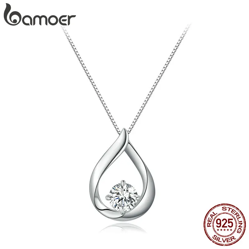 

Bamoer 1CT Moissanite Waterdrop Necklace Lab Diamond 925 Sterling Silver Chain Necklace for Women Wedding Valentine's Day Gift