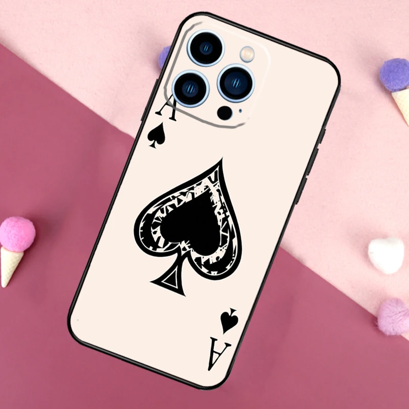 Ace of spades بوكر بطاقة جراب هاتف آيفون 17 16 برو ماكس 17 الهواء 16E 13 12 Mini 14 15 Plus 11 Pro Max الغطاء الخلفي