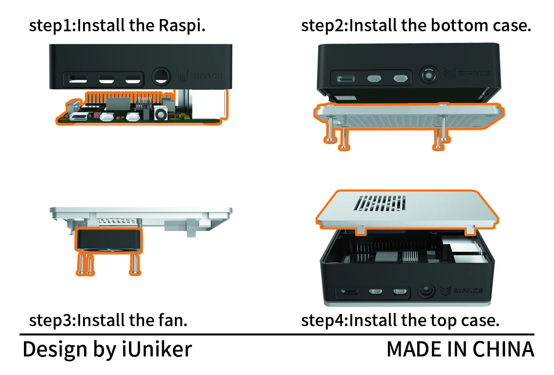 Aokin für Raspberry Pi 3A + Fall Kühlkörper Raspberry Pi 3A + Shell Aluminium Legierung Dual Lüfter Fall