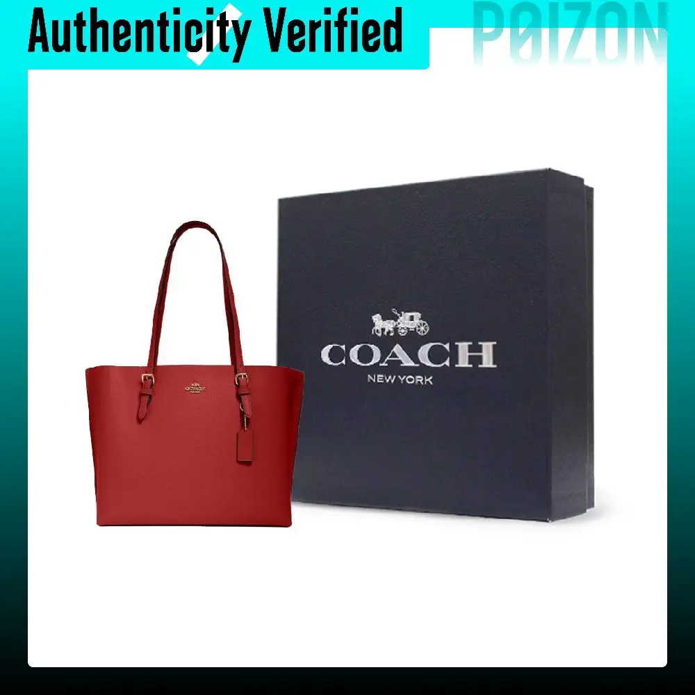 COACH Mollie Cow Leather Tote Bag, Shopping Bag, Shoulder Bag 34 Women's Red 1671-IMP1Y